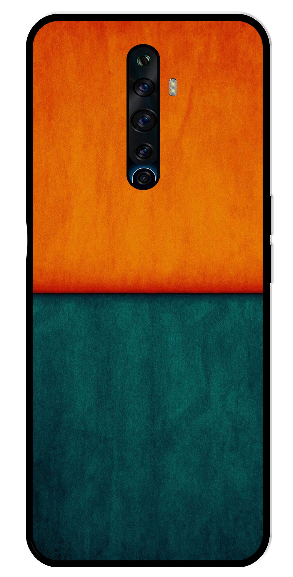 Orange Green Pattern Metal Mobile Case for Oppo Reno 2Z   (Design No -45)
