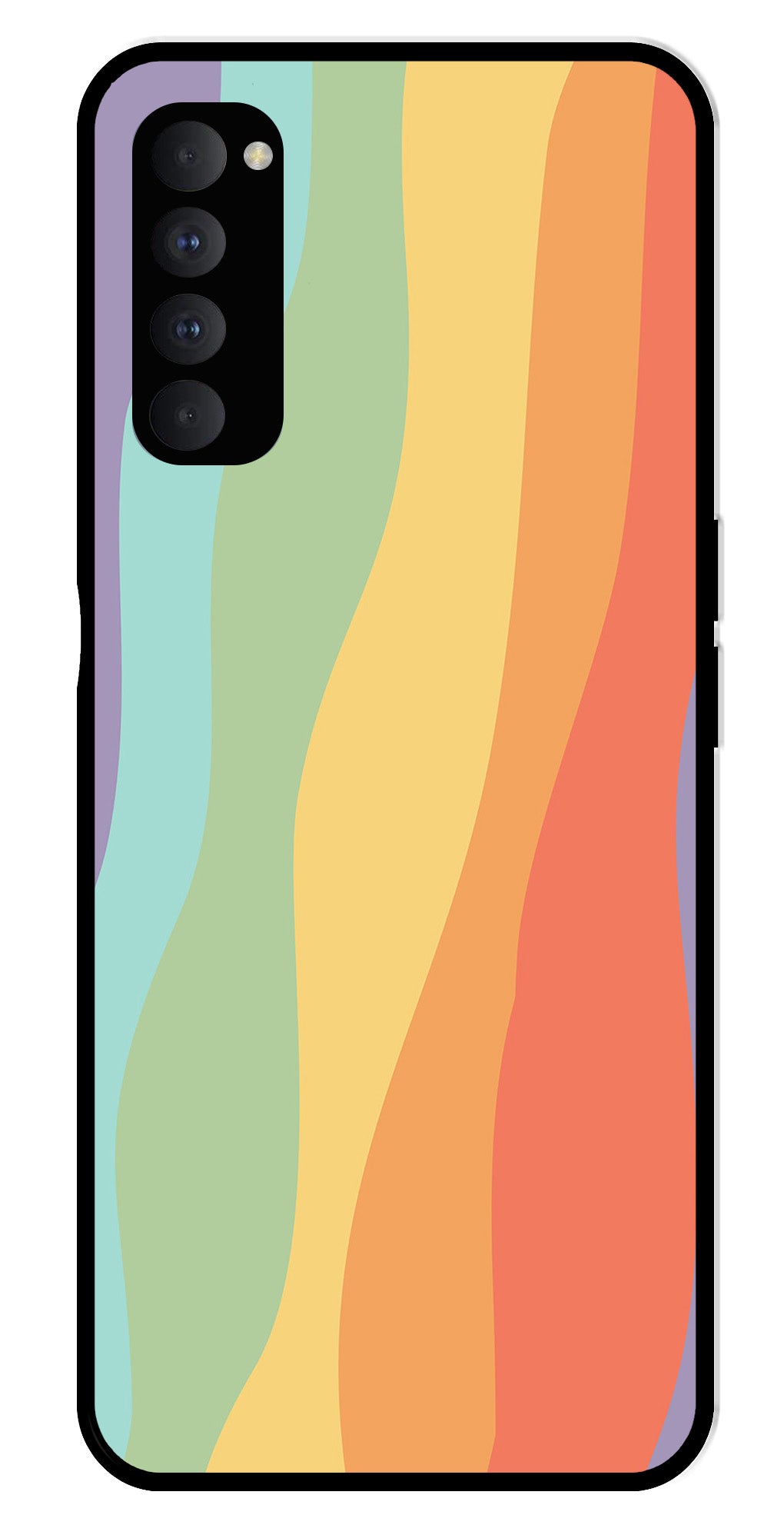 Muted Rainbow Metal Mobile Case for Oppo Reno 4 Pro   (Design No -02)