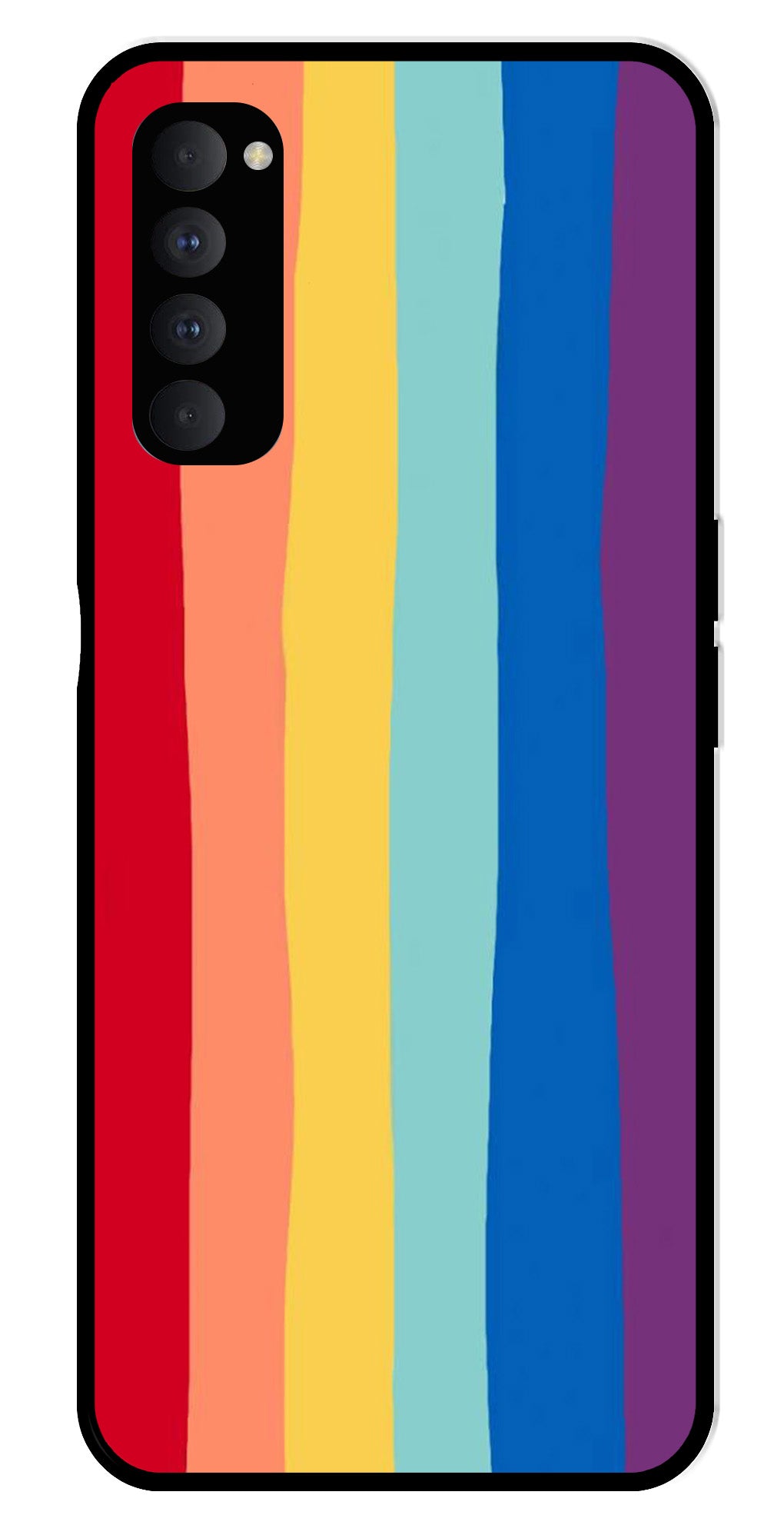 Rainbow MultiColor Metal Mobile Case for Oppo Reno 4 Pro   (Design No -03)