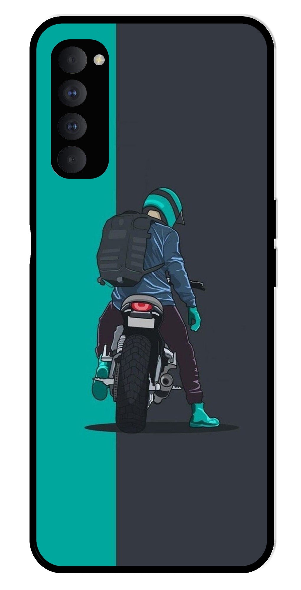 Bike Lover Metal Mobile Case for Oppo Reno 4 Pro   (Design No -05)