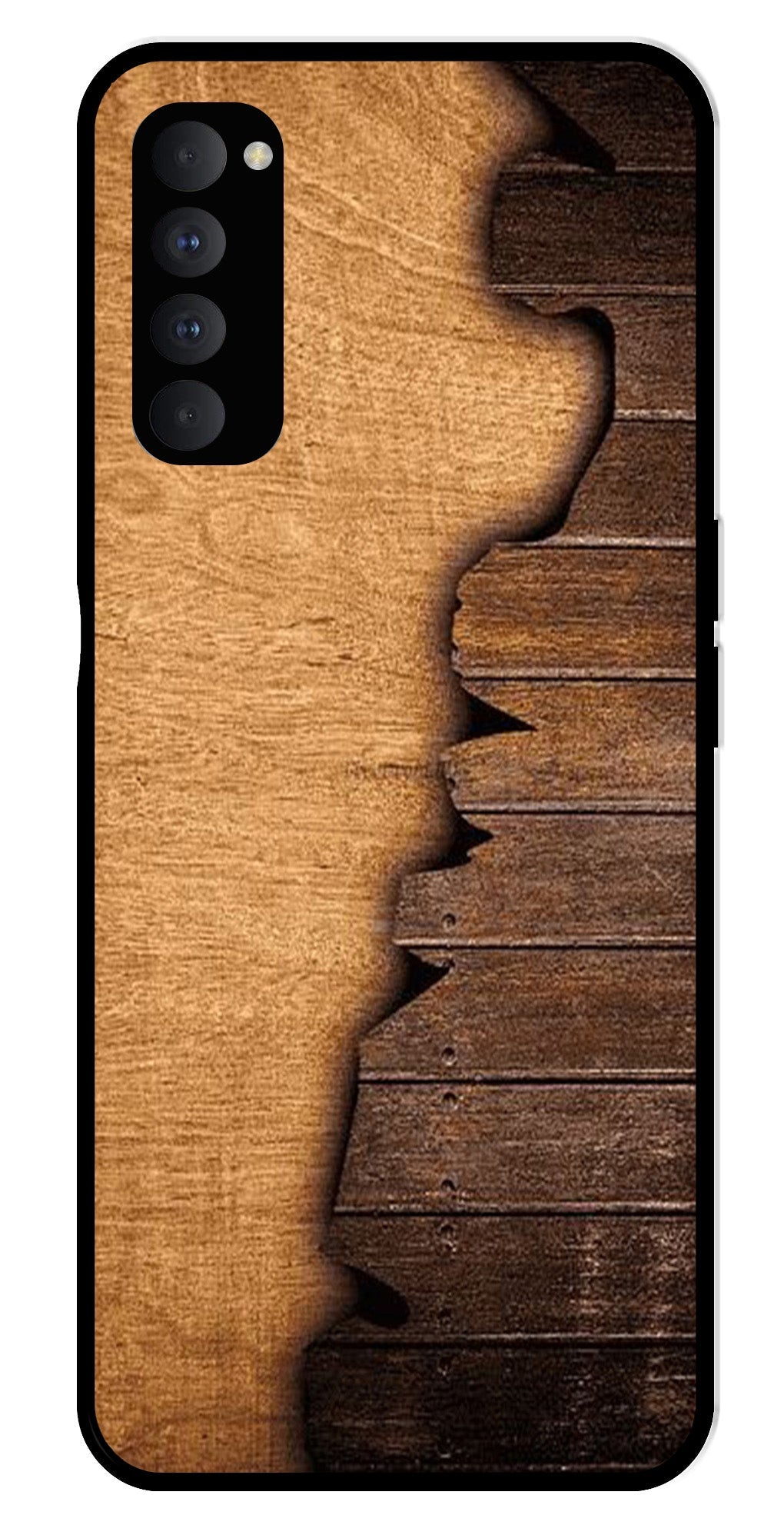 Wooden Design Metal Mobile Case for Oppo Reno 4 Pro   (Design No -13)