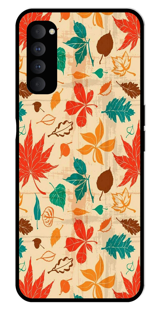 Leafs Design Metal Mobile Case for Oppo Reno 4 Pro   (Design No -14)