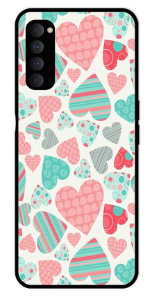 Hearts Pattern Metal Mobile Case for Oppo Reno 4 Pro