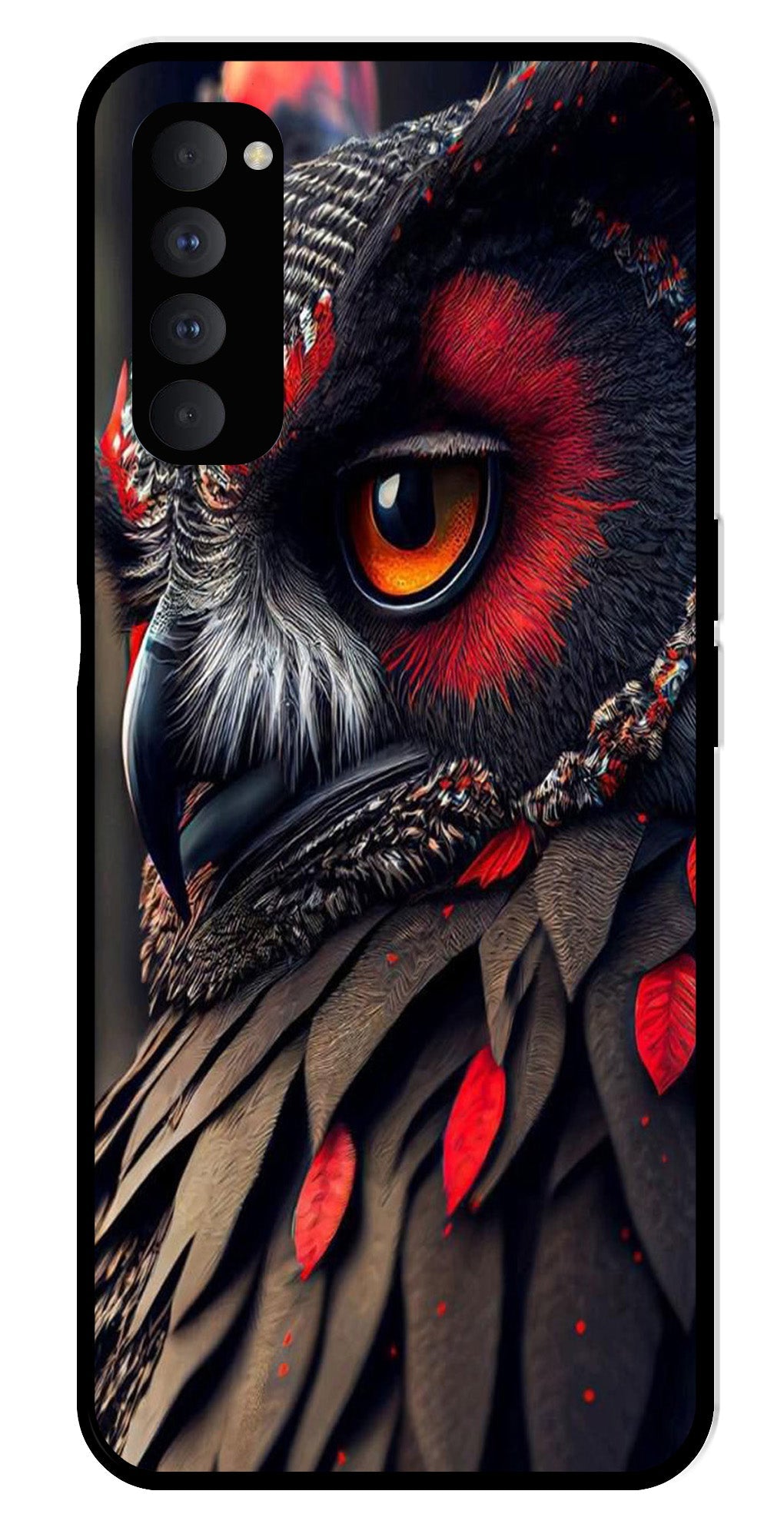Owl Design Metal Mobile Case for Oppo Reno 4 Pro   (Design No -26)