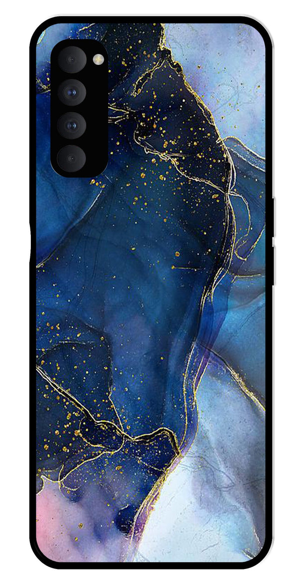 Blue Marble Metal Mobile Case for Oppo Reno 4 Pro   (Design No -34)