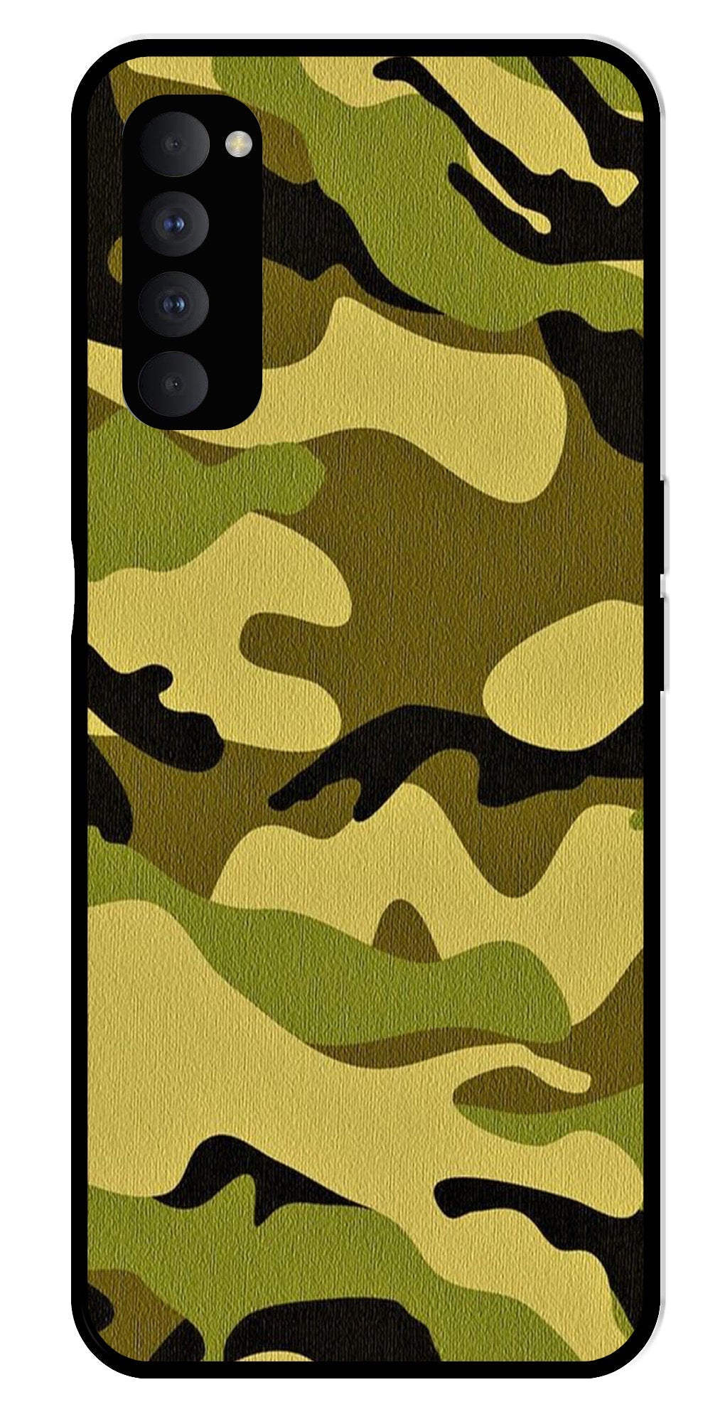 Army Pattern Metal Mobile Case for Oppo Reno 4 Pro   (Design No -35)