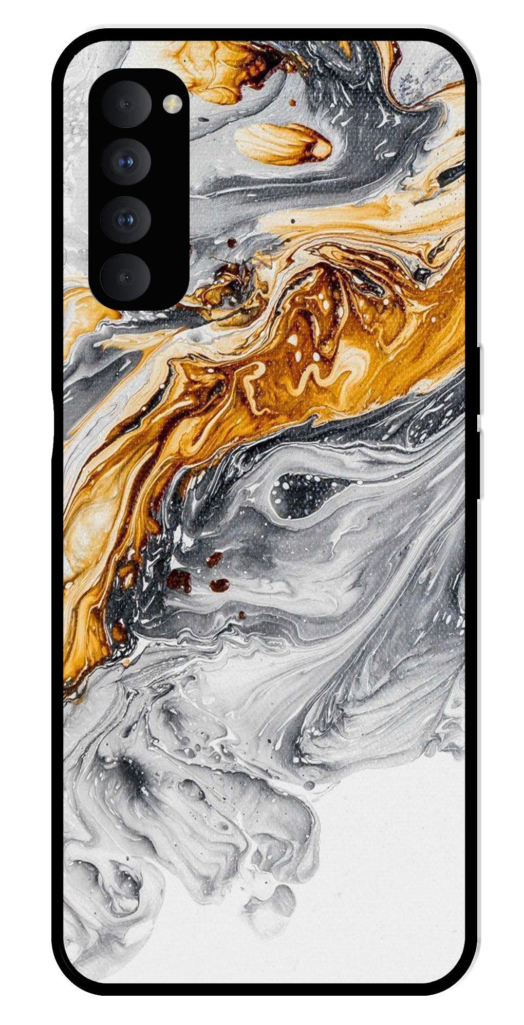 Marble Pattern Metal Mobile Case for Oppo Reno 4 Pro   (Design No -36)