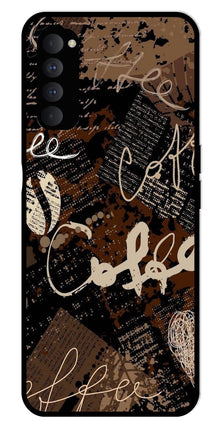 Coffee Pattern Metal Mobile Case for Oppo Reno 4 Pro