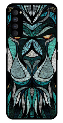 Lion Pattern Metal Mobile Case for Oppo Reno 4 Pro
