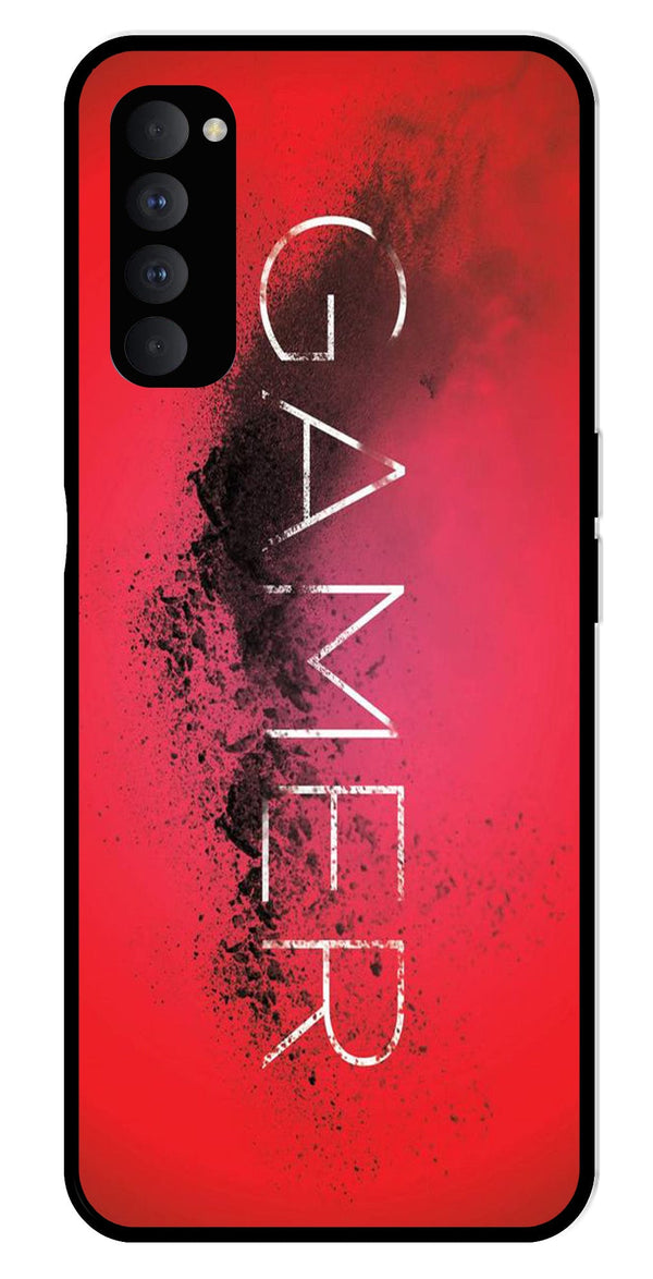 Gamer Pattern Metal Mobile Case for Oppo Reno 4 Pro   (Design No -41)