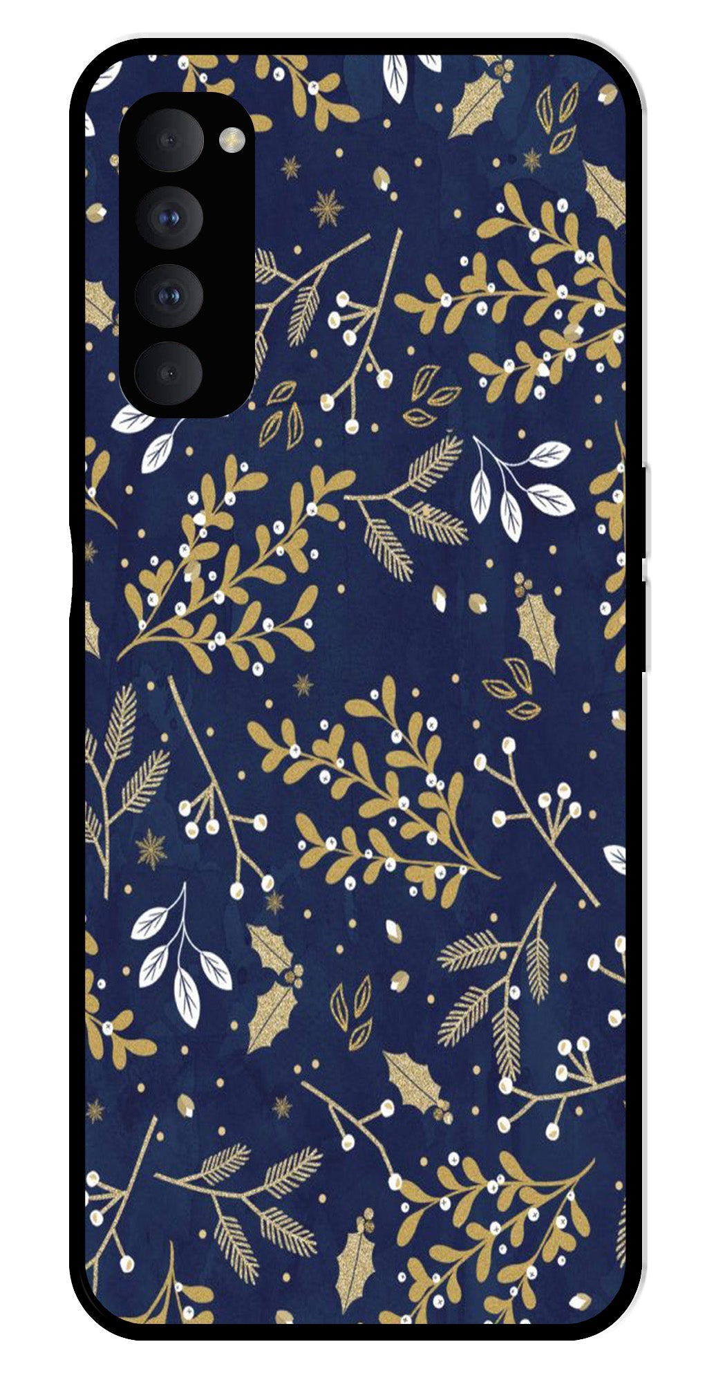 Floral Pattern  Metal Mobile Case for Oppo Reno 4 Pro   (Design No -52)