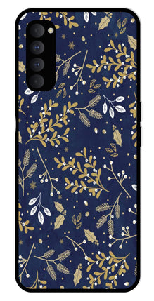 Floral Pattern  Metal Mobile Case for Oppo Reno 4 Pro