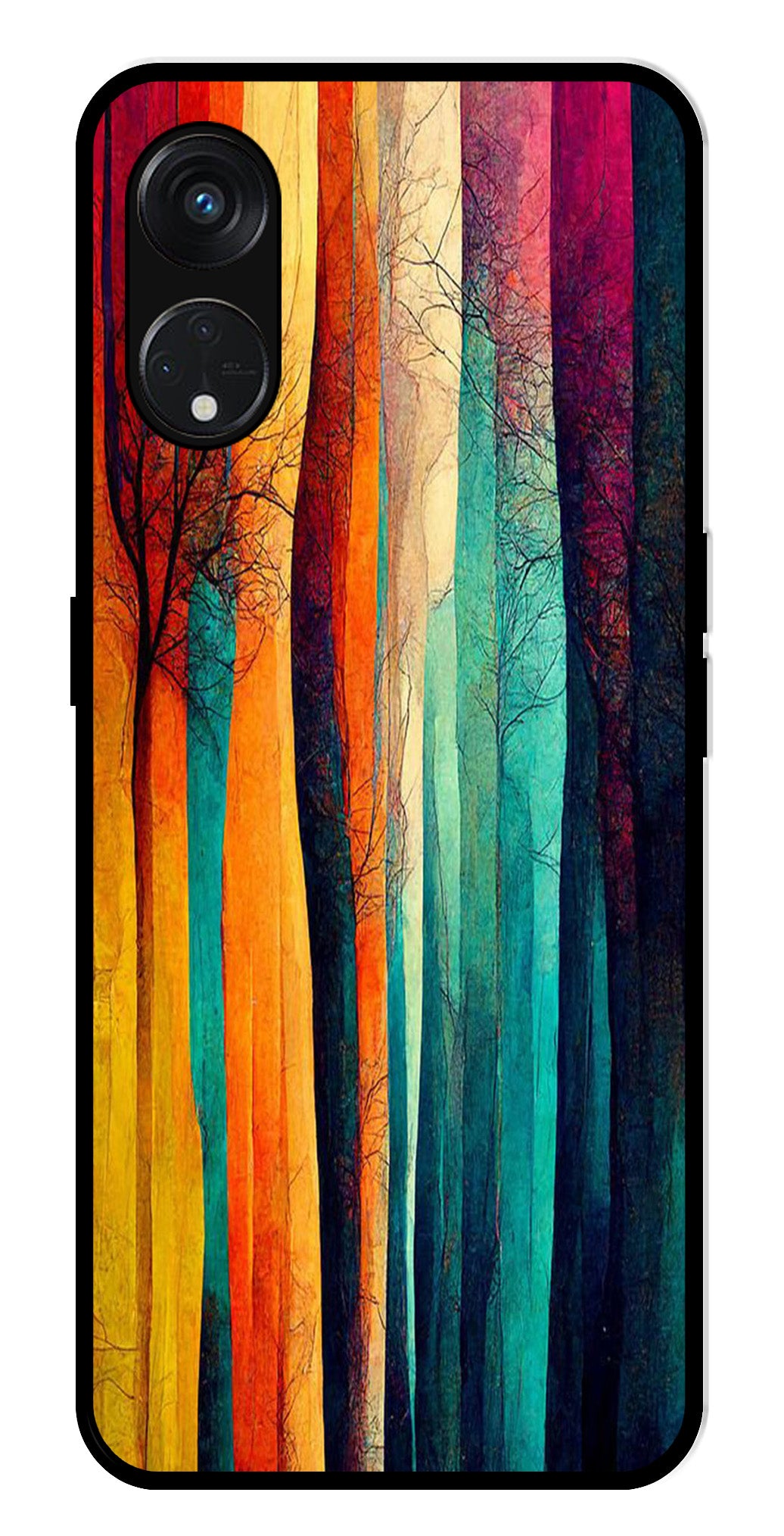 Modern Art Colorful Metal Mobile Case for Oppo Reno 5F   (Design No -47)