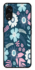 Flower Leaves Design Metal Mobile Case for Oppo Reno 5F   (Design No -50)