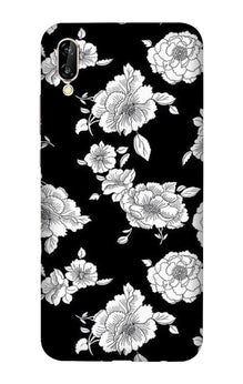 White flowers Black Background Case for Vivo Y90
