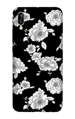 White flowers Black Background Case for Vivo Y90