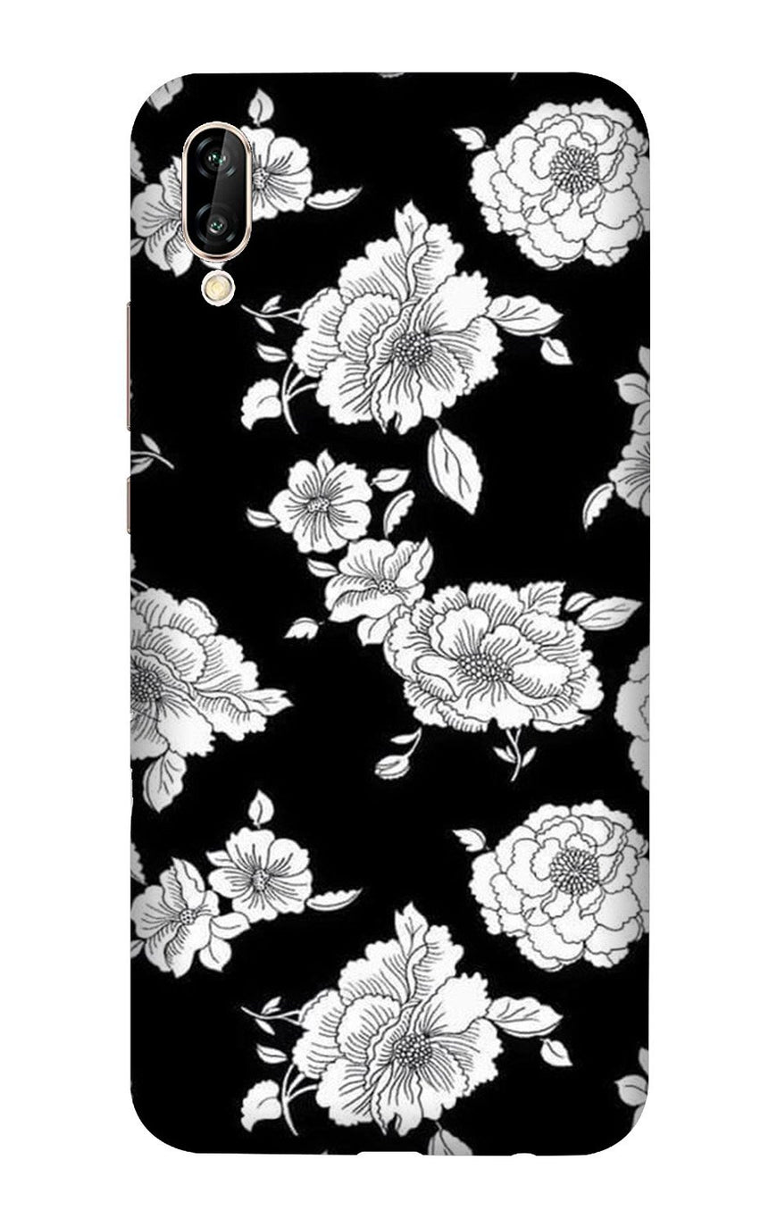 White flowers Black Background Case for Vivo V11 Pro