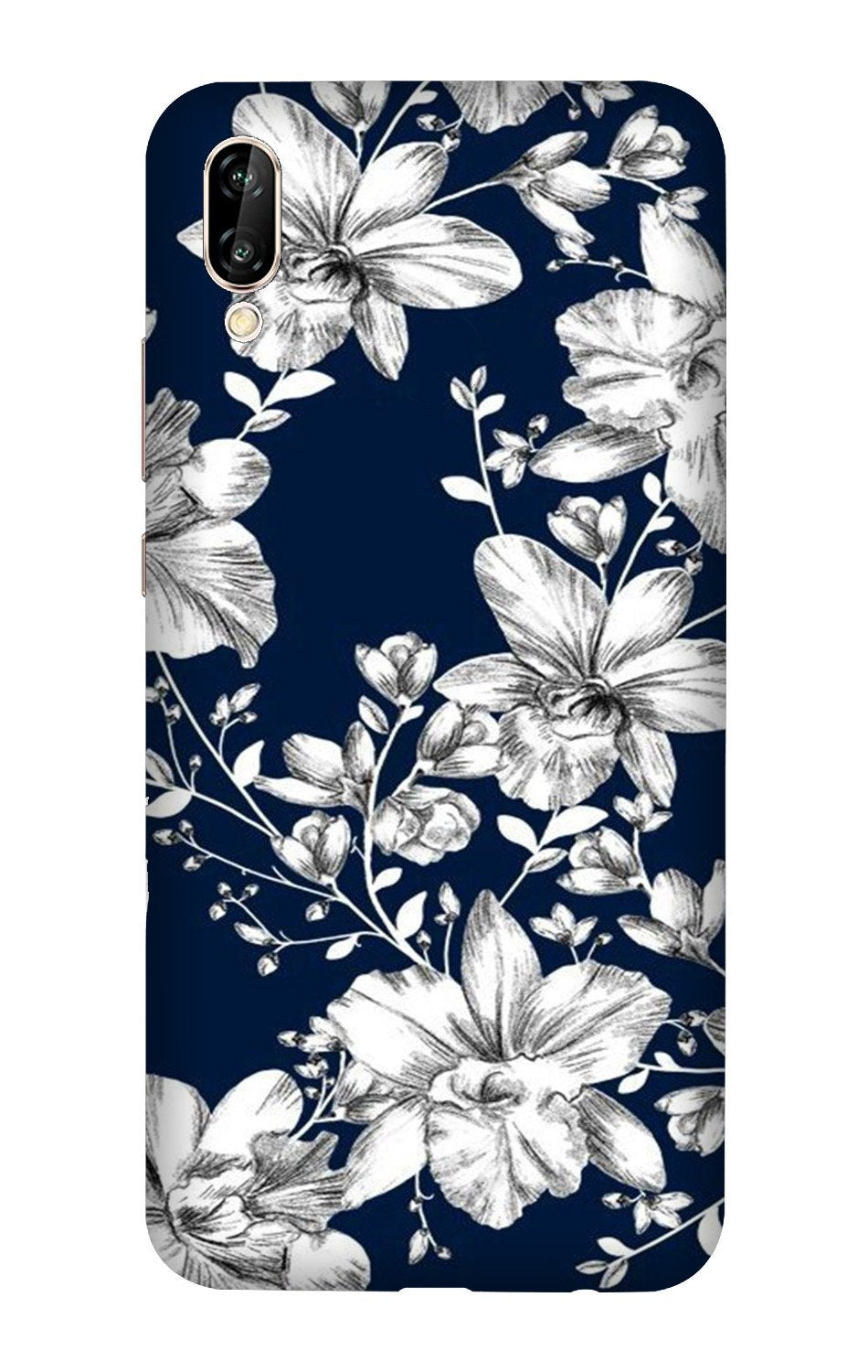 White flowers Blue Background Case for Vivo Y90