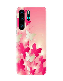White Pick Butterflies Mobile Back Case for Huawei P30 Pro (Design - 28)