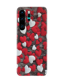 Red White Hearts Mobile Back Case for Huawei P30 Pro  (Design - 105)