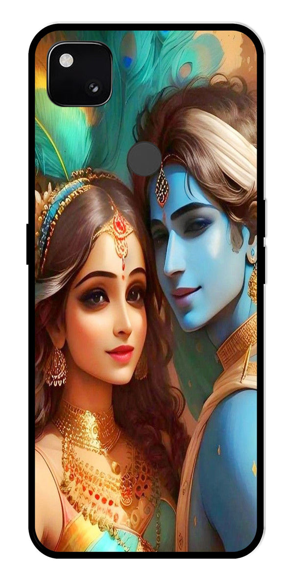 Lord Radha Krishna Metal Mobile Case for Google Pixel 4A   (Design No -01)