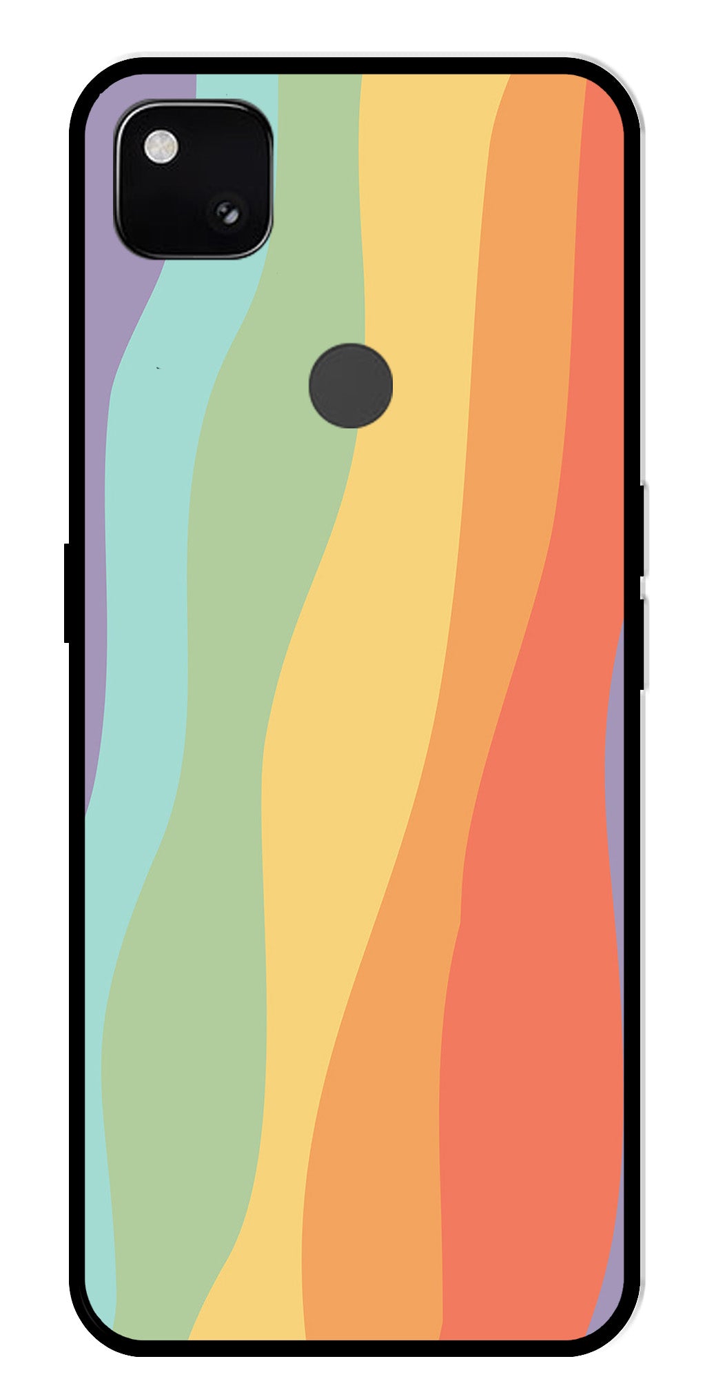 Muted Rainbow Metal Mobile Case for Google Pixel 4A   (Design No -02)
