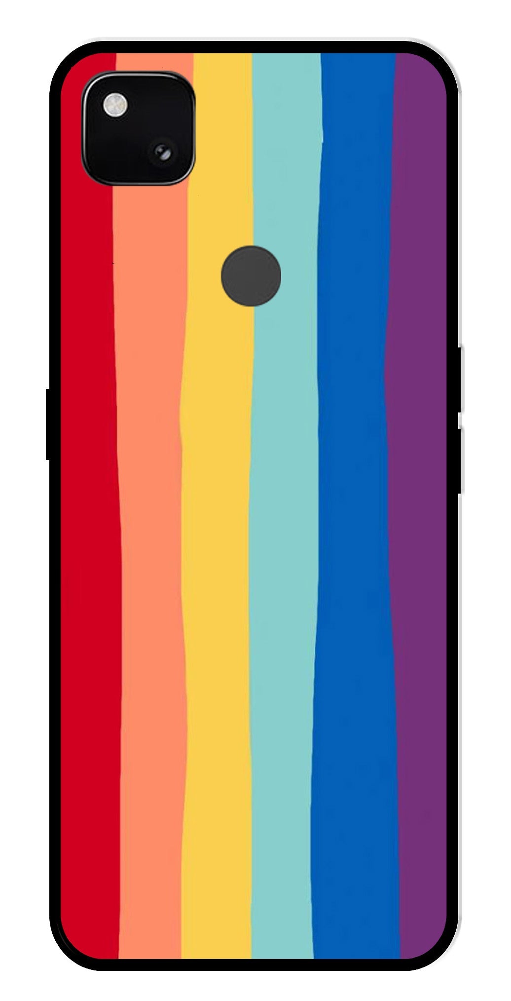 Rainbow MultiColor Metal Mobile Case for Google Pixel 4A   (Design No -03)