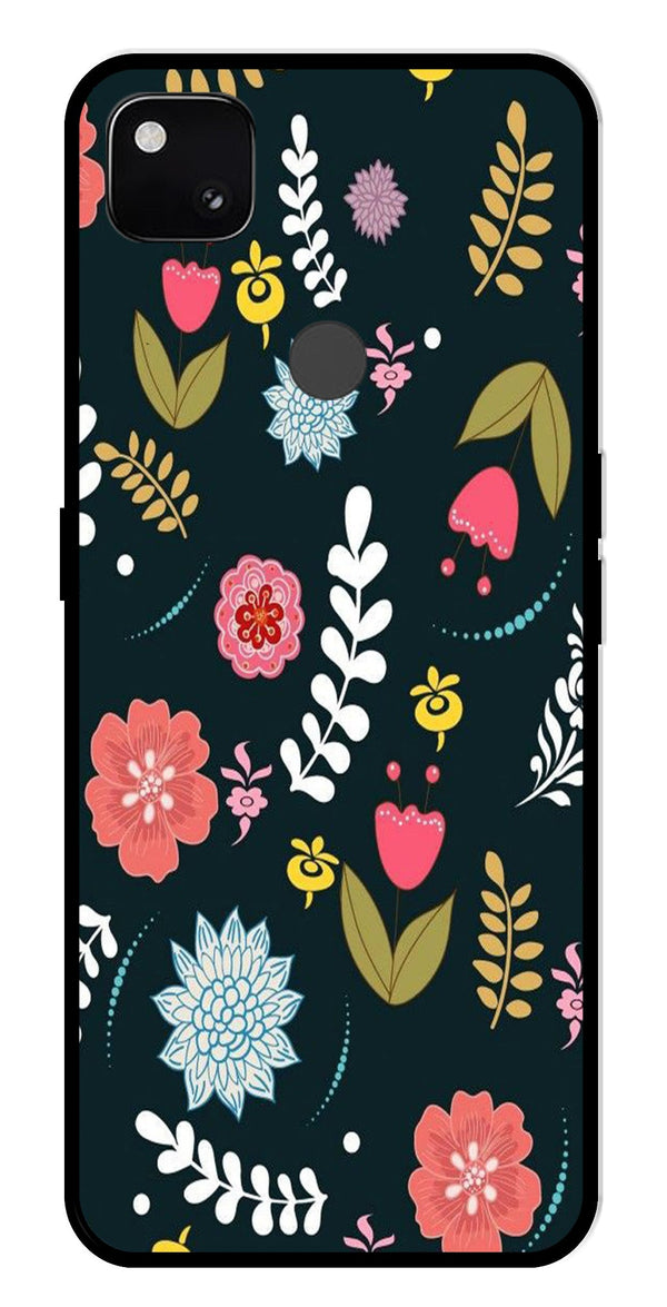 Floral Pattern2 Metal Mobile Case for Google Pixel 4A   (Design No -12)