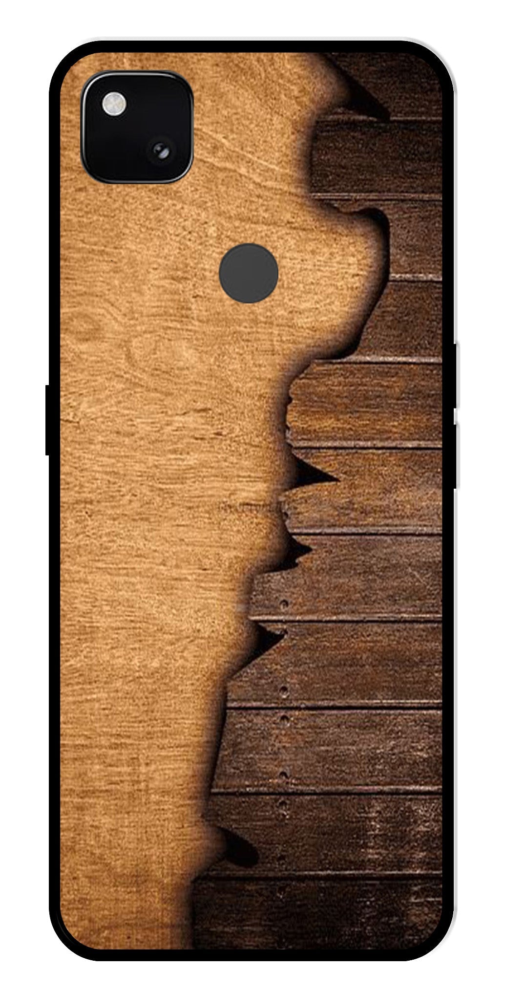 Wooden Design Metal Mobile Case for Google Pixel 4A   (Design No -13)