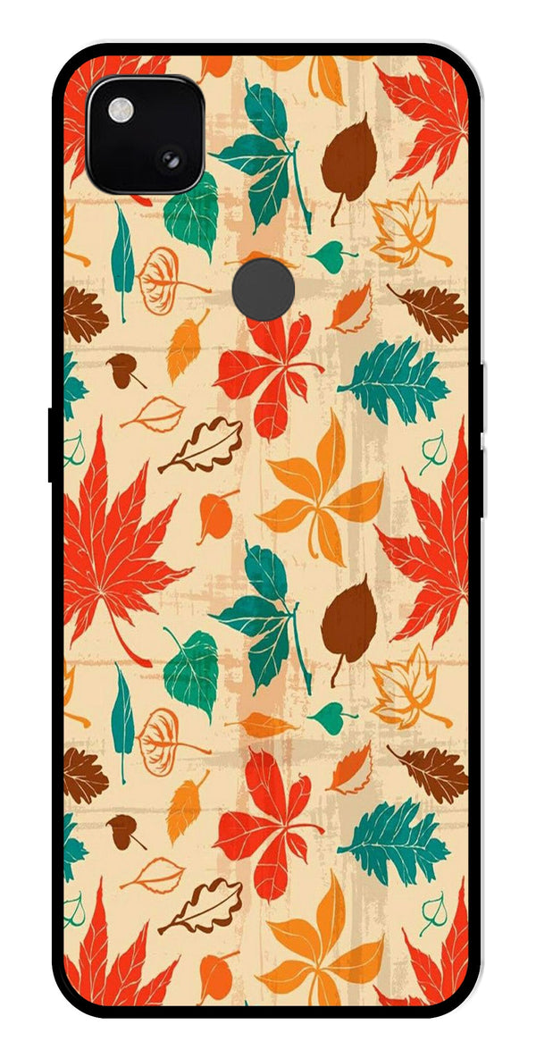 Leafs Design Metal Mobile Case for Google Pixel 4A   (Design No -14)