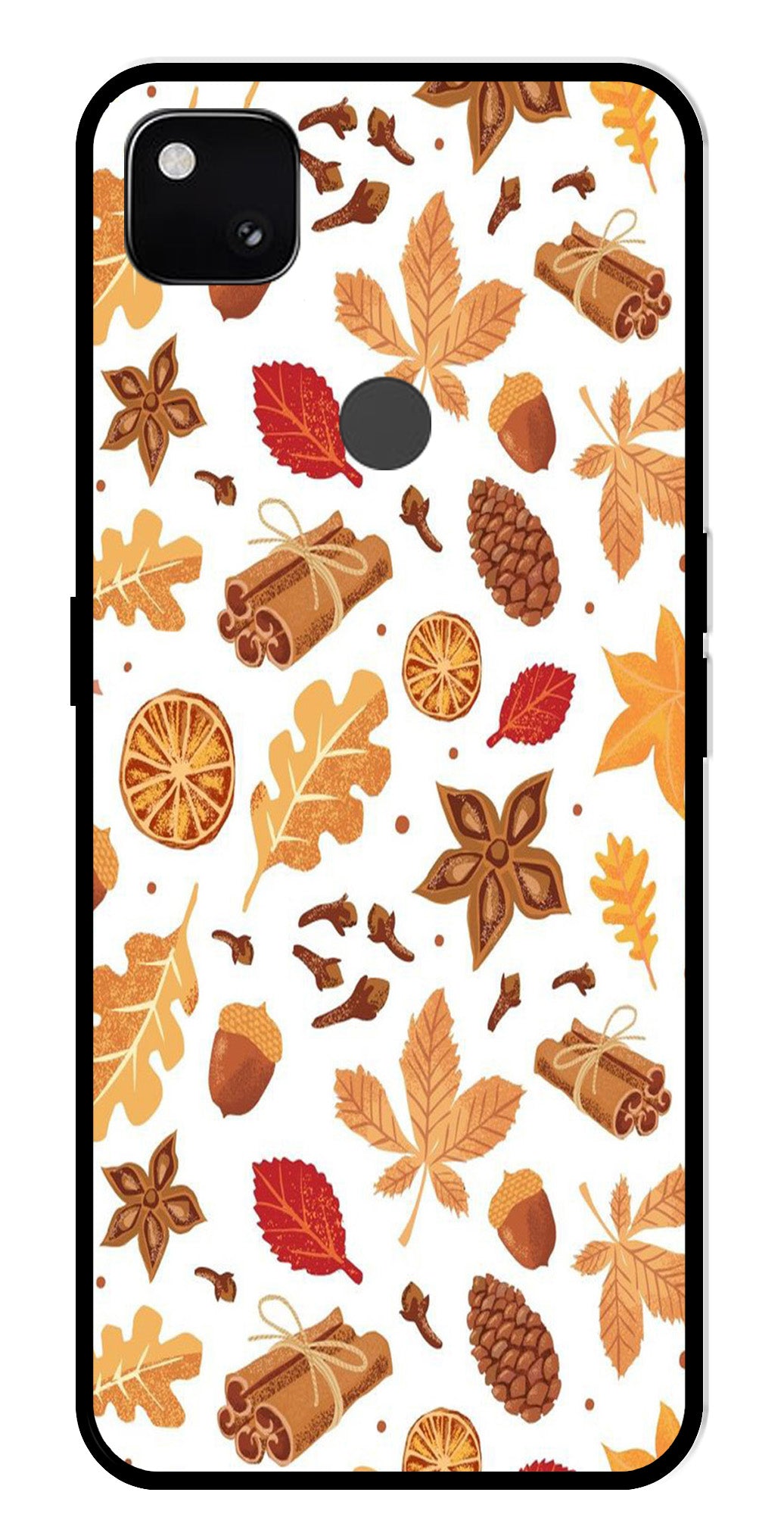 Autumn Leaf Metal Mobile Case for Google Pixel 4A   (Design No -19)