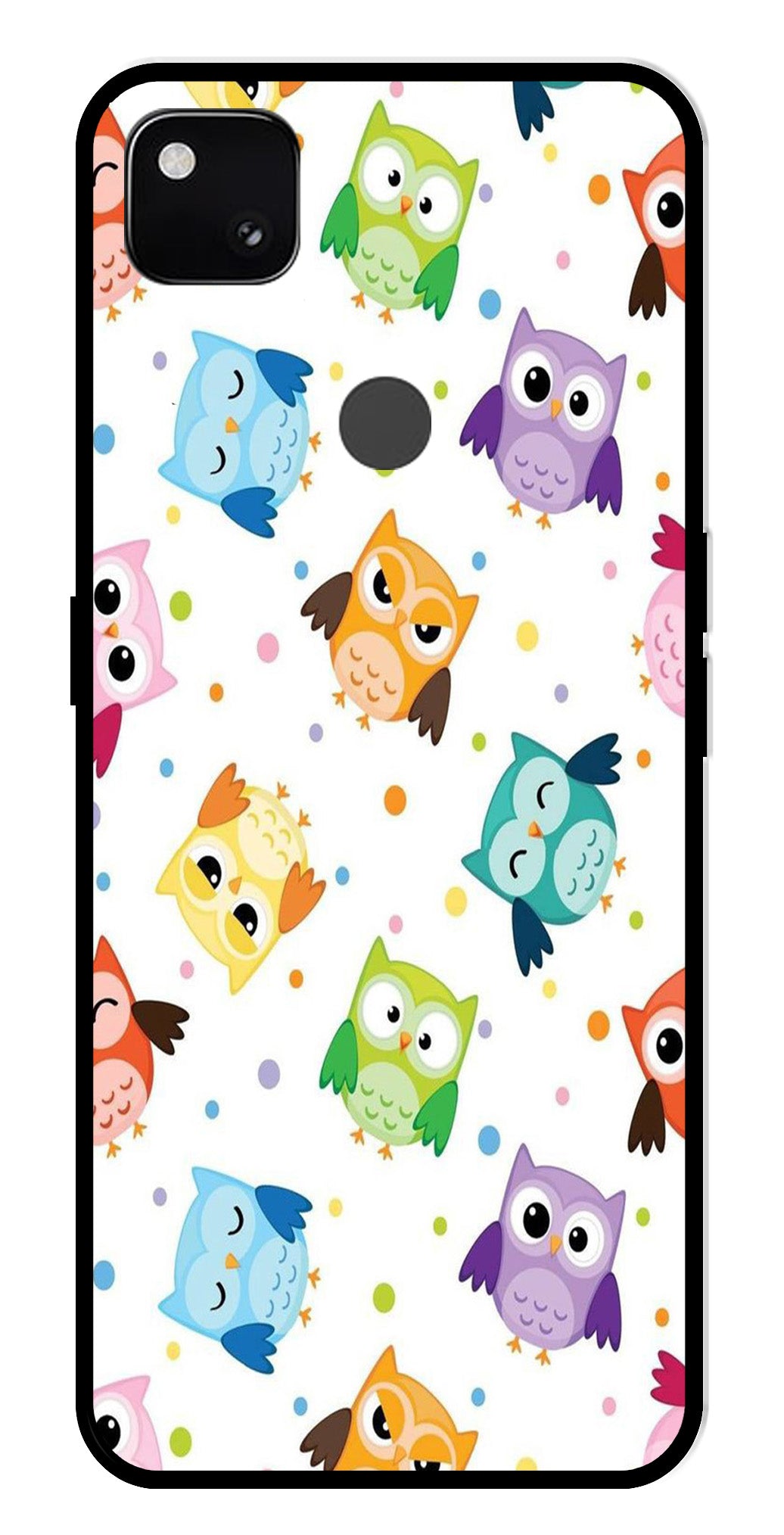 Owls Pattern Metal Mobile Case for Google Pixel 4A   (Design No -20)