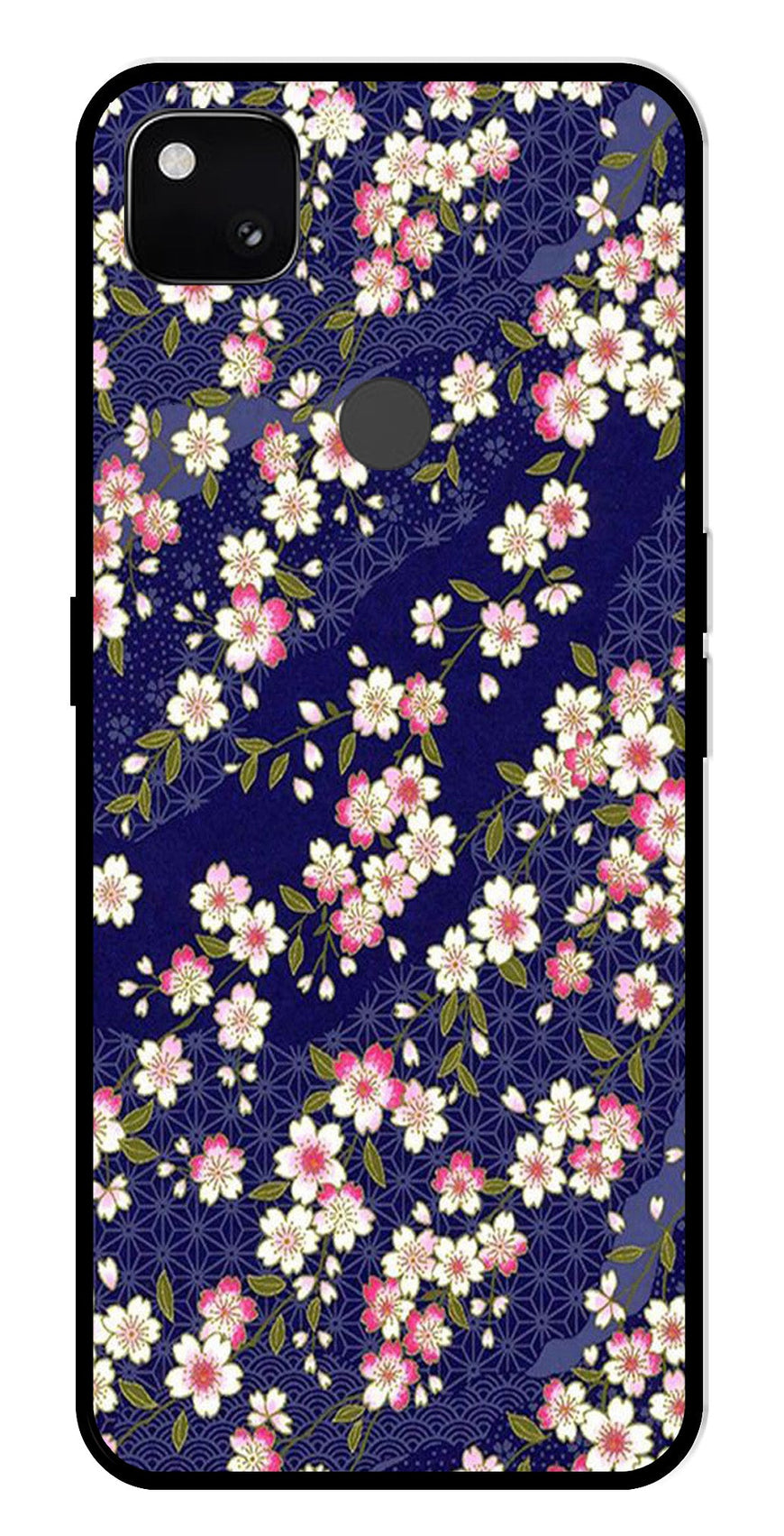 Flower Design Metal Mobile Case for Google Pixel 4A   (Design No -25)