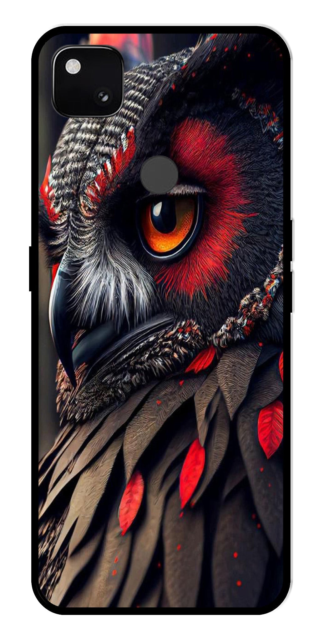 Owl Design Metal Mobile Case for Google Pixel 4A   (Design No -26)