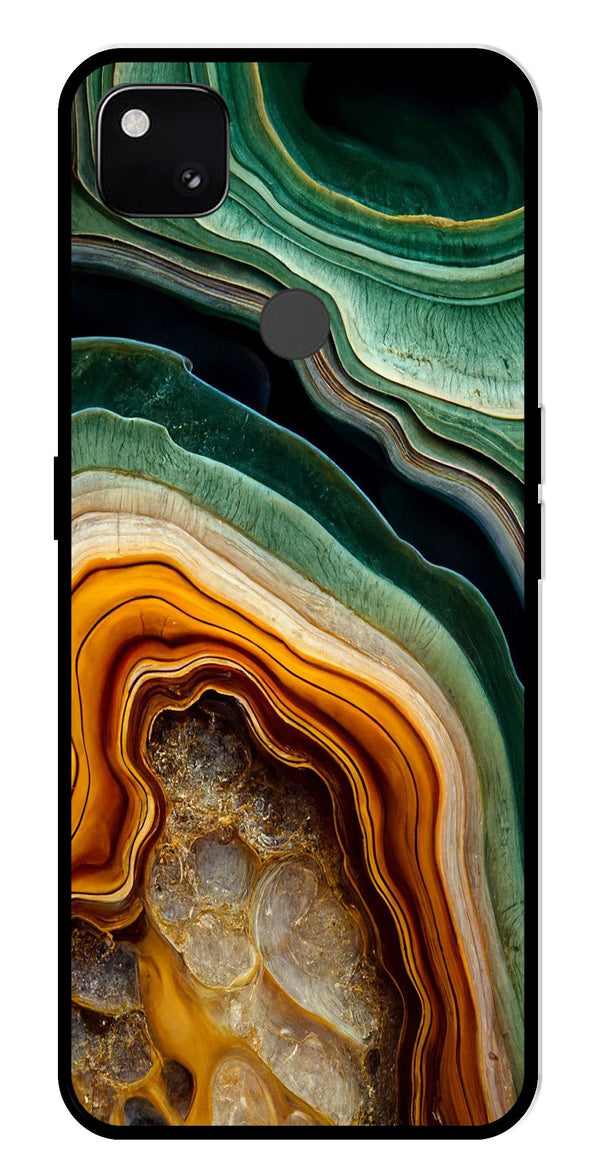 Marble Design Metal Mobile Case for Google Pixel 4A   (Design No -28)