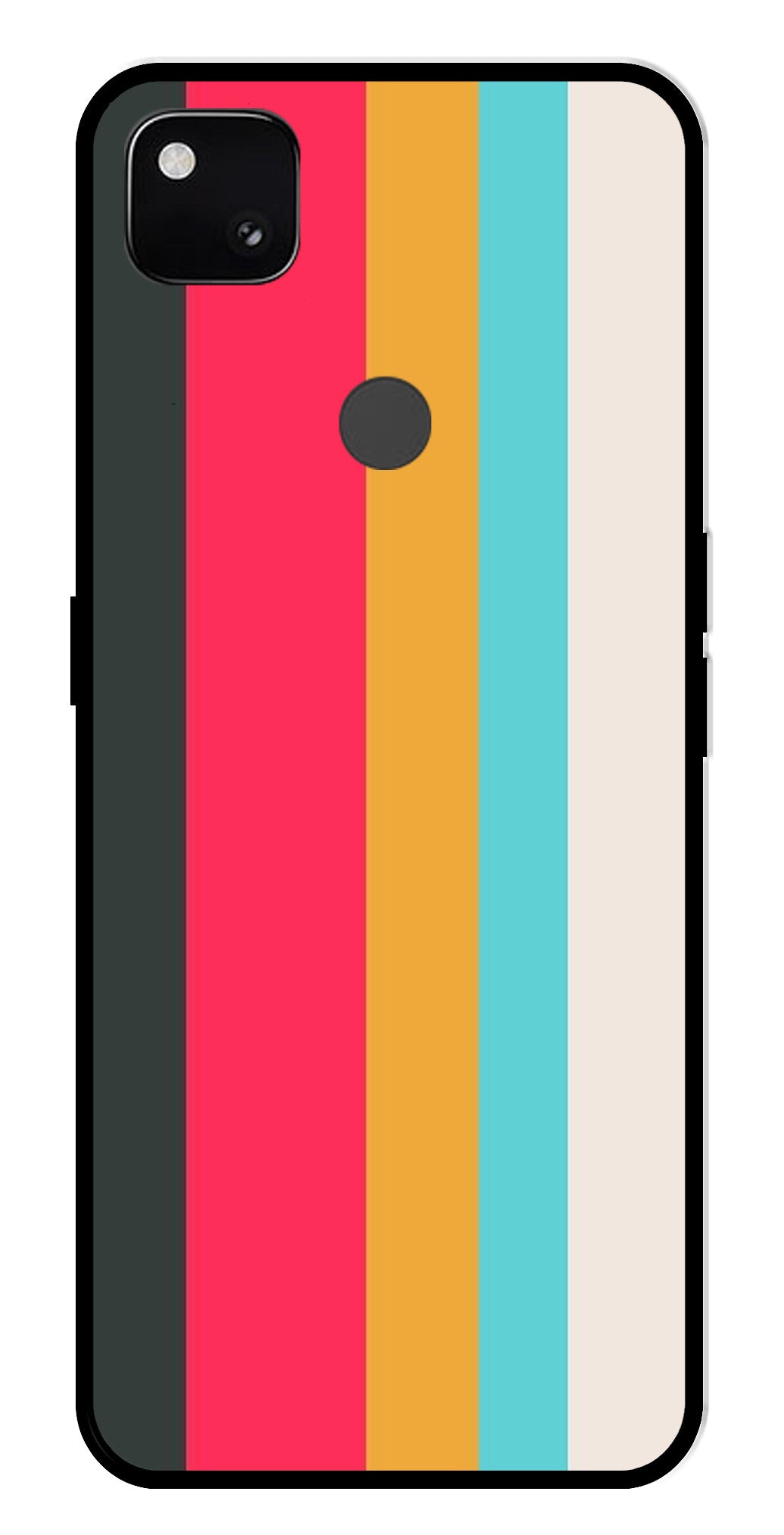 Muted Rainbow Metal Mobile Case for Google Pixel 4A   (Design No -31)