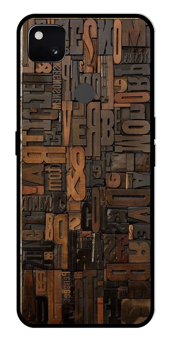 Alphabets Metal Mobile Case for Google Pixel 4A   (Design No -32)