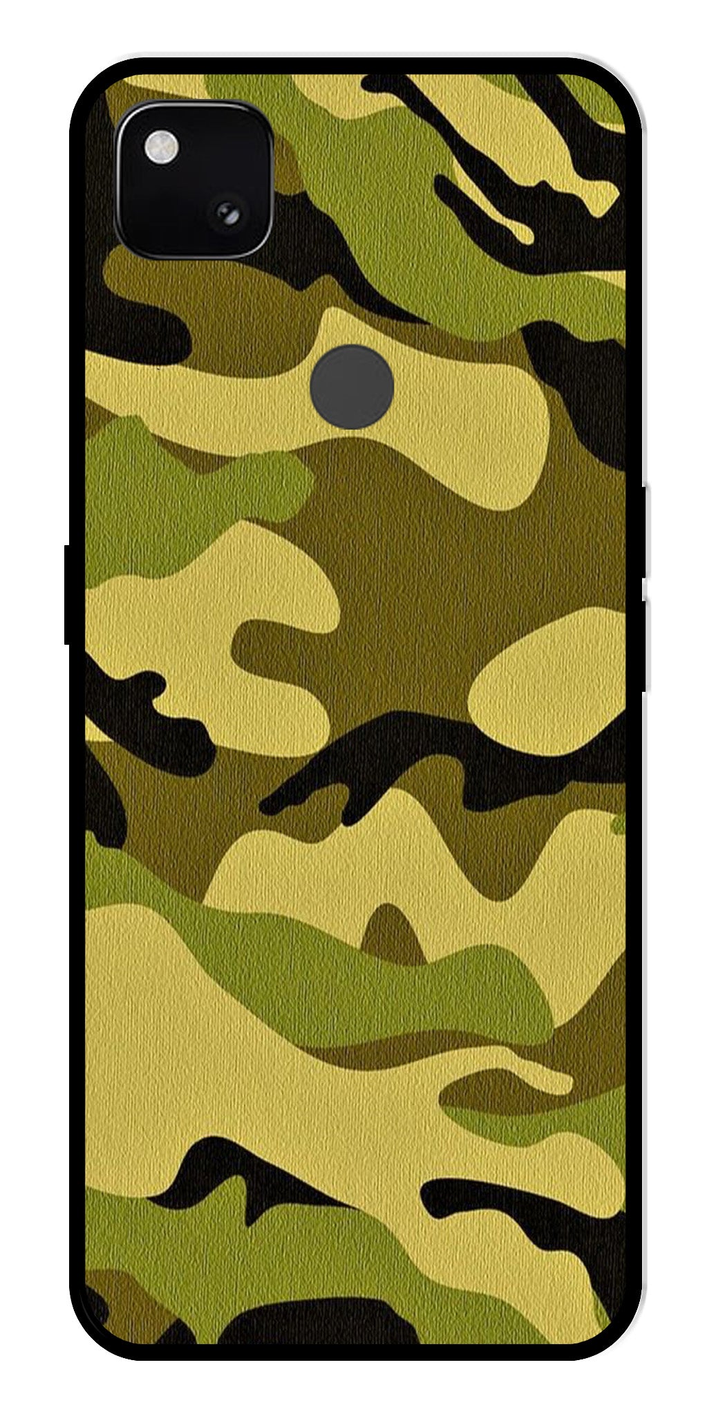 Army Pattern Metal Mobile Case for Google Pixel 4A   (Design No -35)