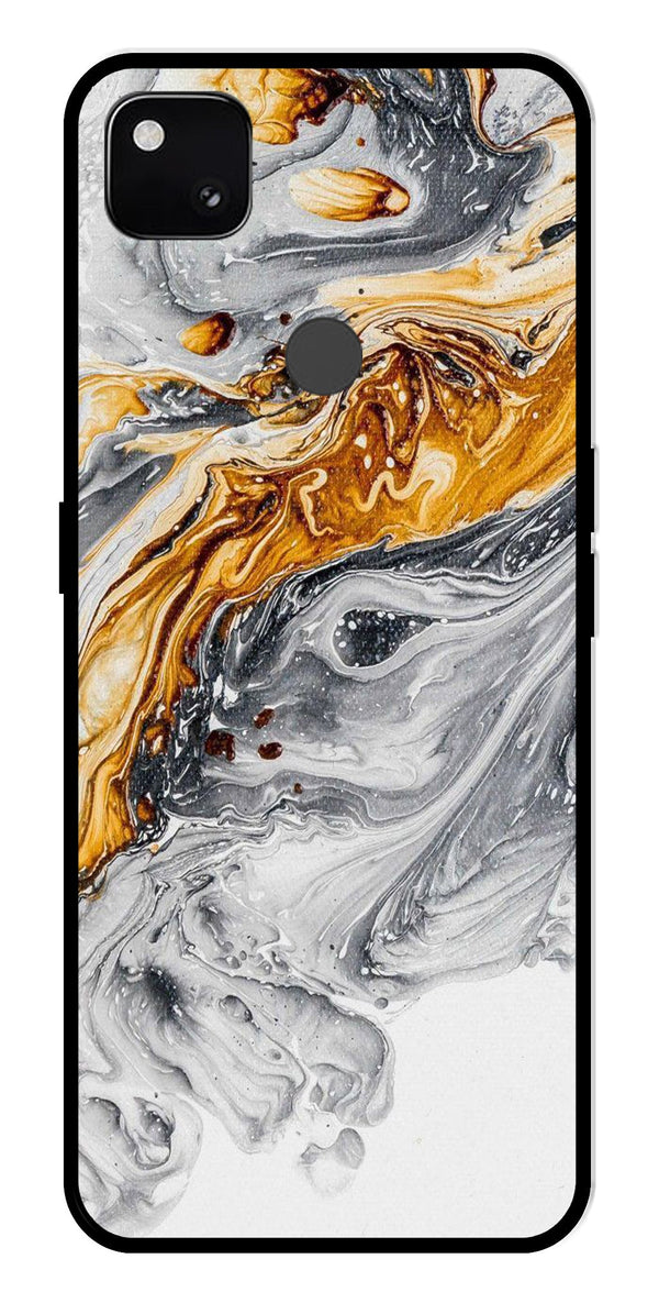 Marble Pattern Metal Mobile Case for Google Pixel 4A   (Design No -36)