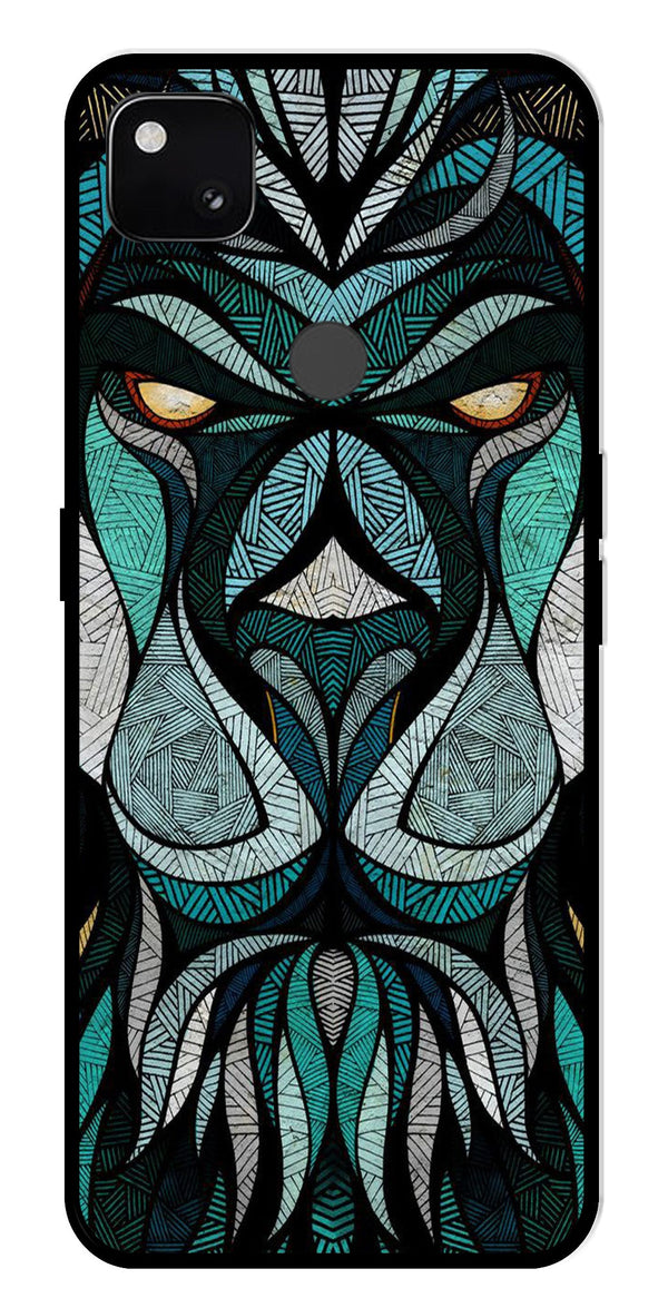 Lion Pattern Metal Mobile Case for Google Pixel 4A   (Design No -40)