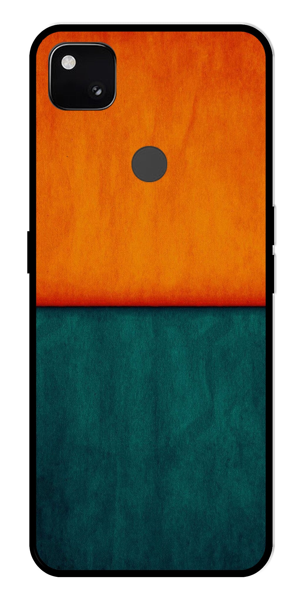 Orange Green Pattern Metal Mobile Case for Google Pixel 4A   (Design No -45)