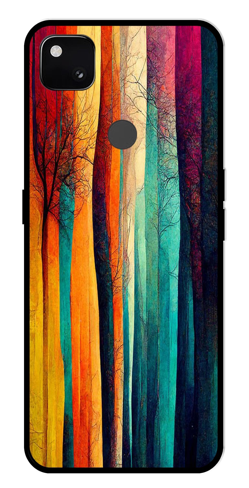 Modern Art Colorful Metal Mobile Case for Google Pixel 4A   (Design No -47)