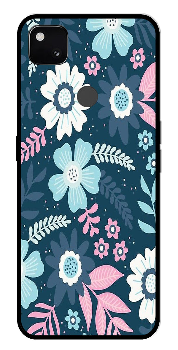 Flower Leaves Design Metal Mobile Case for Google Pixel 4A   (Design No -50)