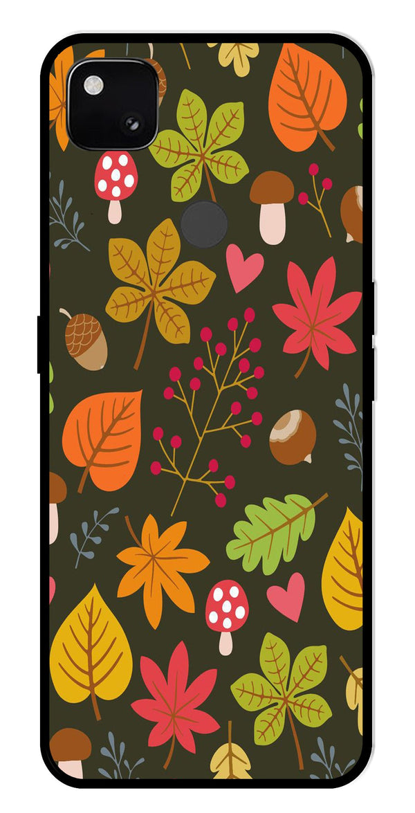 Leaves Design Metal Mobile Case for Google Pixel 4A   (Design No -51)
