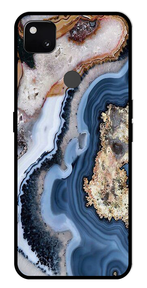 Marble Design Metal Mobile Case for Google Pixel 4A   (Design No -53)