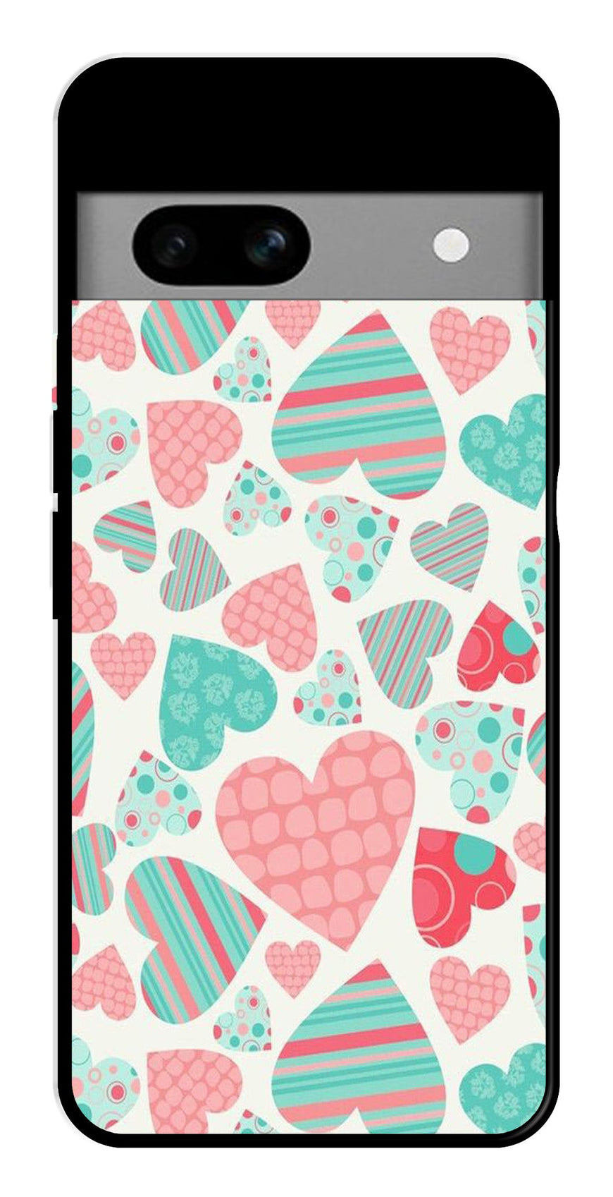 Hearts Pattern Metal Mobile Case for Google Pixel 6a   (Design No -22)