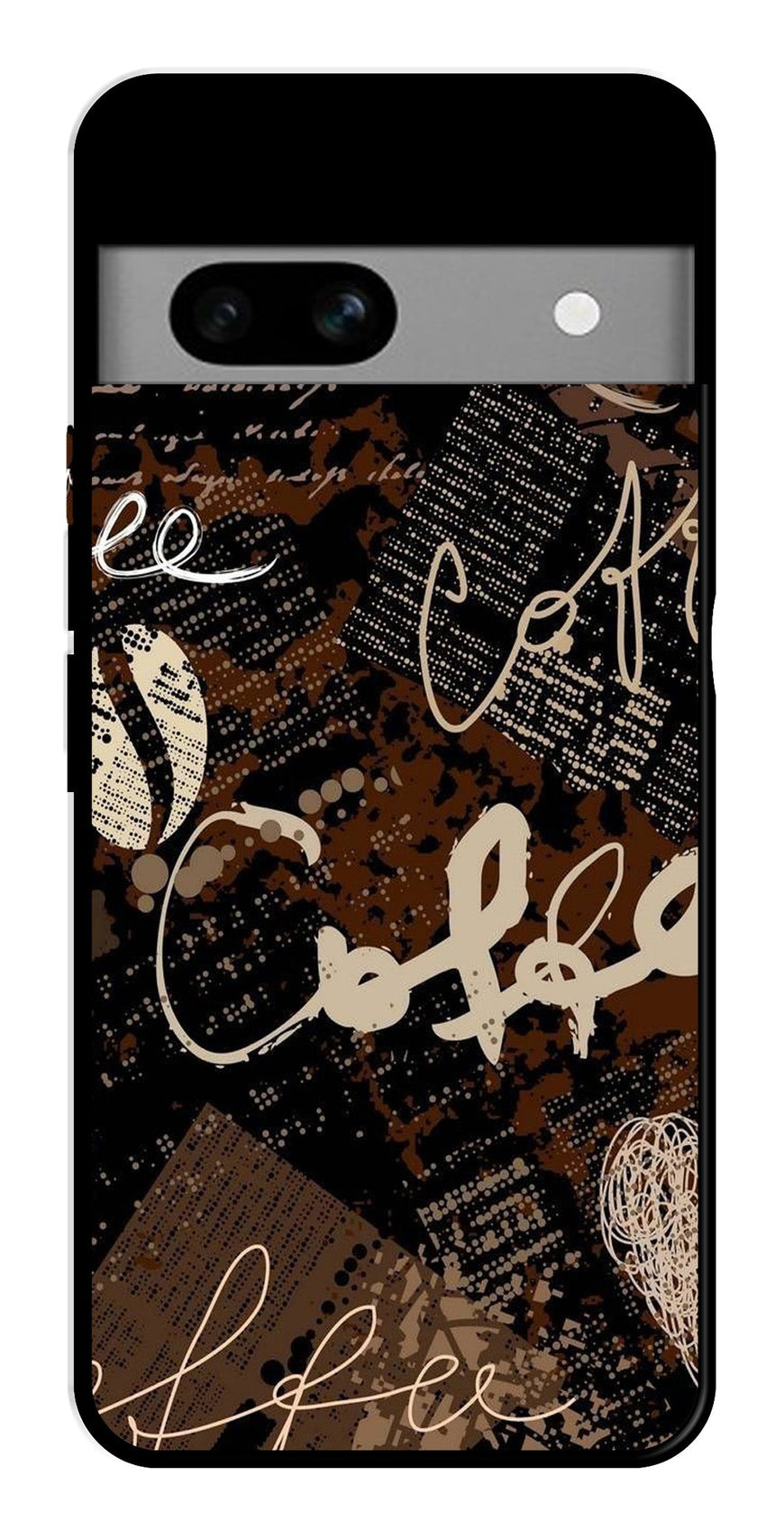 Coffee Pattern Metal Mobile Case for Google Pixel 6a   (Design No -37)
