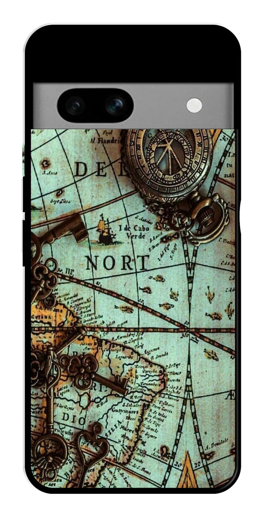 Map Design Metal Mobile Case for Google Pixel 6a   (Design No -54)