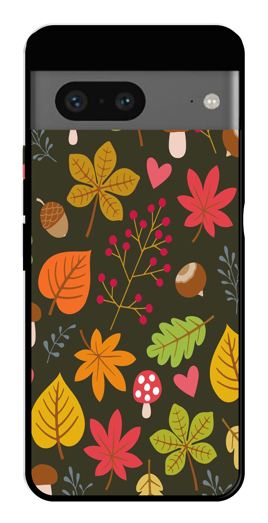 Leaves Design Metal Mobile Case for Googel Pixel 7   (Design No -51)