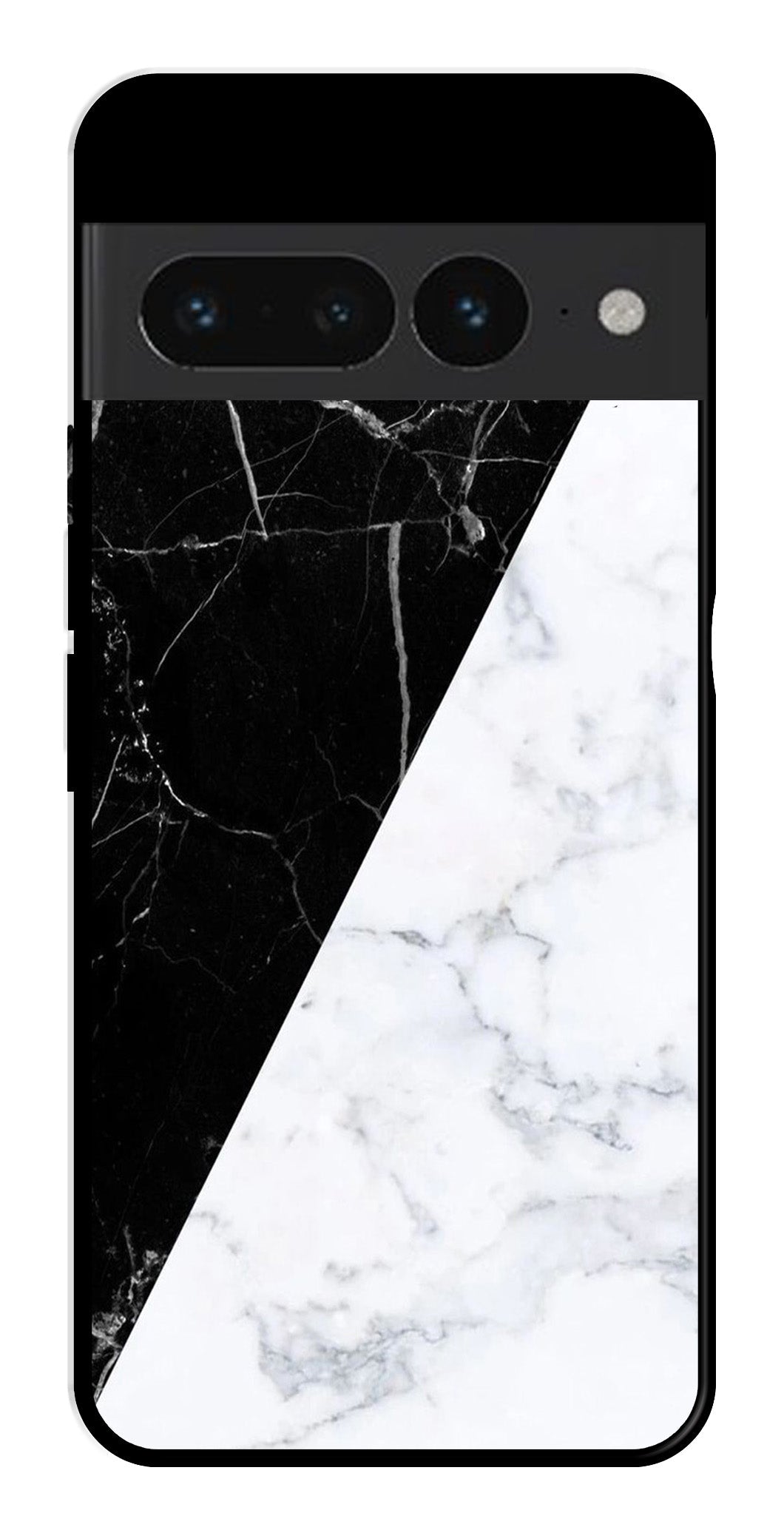 Black White Marble Design Metal Mobile Case for Google Pixel 7 Pro   (Design No -09)